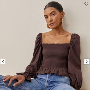 Reformation Darby Top -  Brown Long Sleeve - Size M